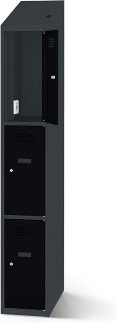rotstahl Fächerschrank mit Ladefunktion und 3 Fächern, Korpus Anthrazit, schwarz, B: 40 cm, H: 200 cm - Bild 1