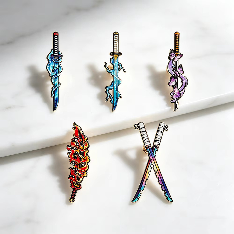 Bandai 5er-Set Demon Slayer Nichirin-Schwert Emaille-Pins, Broschen - Bild 2