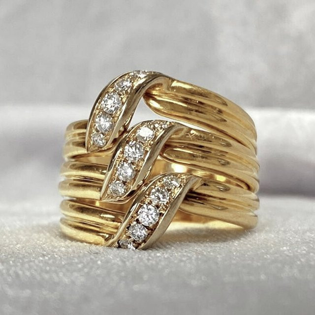 Huitan Ringe, Messing, Gold, Zirkonia, Damen - Bild 1