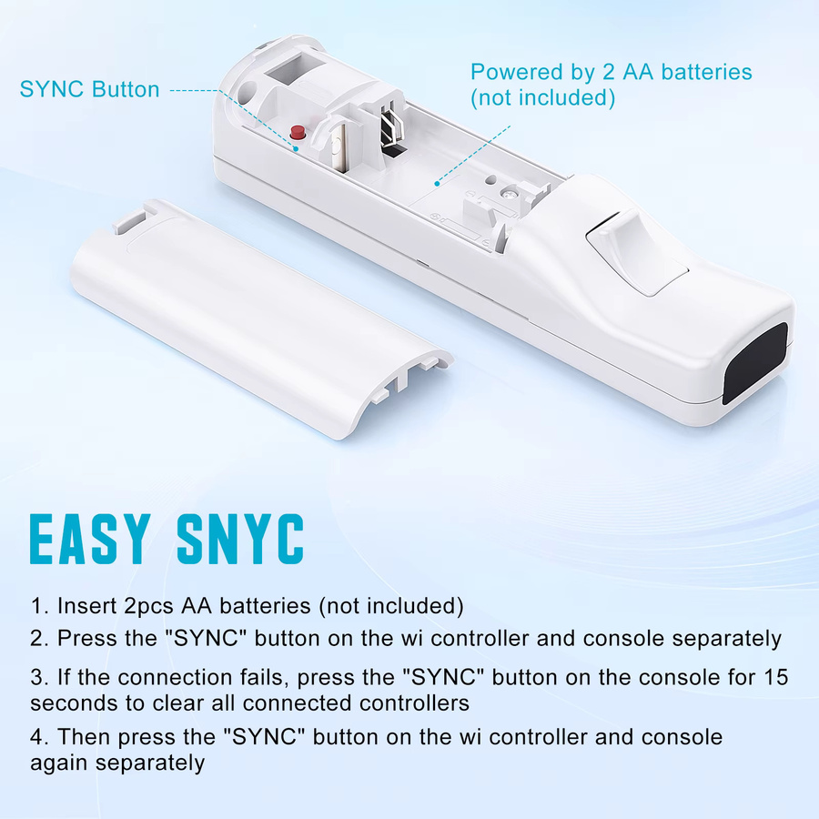 Bonacell 2in1 Gaming Controller für Nintendo Wii und WiiU Konsole, Wireless Gamepad Fernbedienung mit Joystick, Rot/Weiß - Bild 4