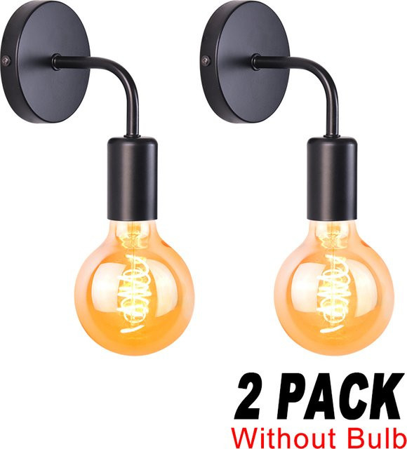 2er-Pack PARKSON Nordische Wandleuchte aus Eisen in Schwarz, Moderne Industrielle Wandbeleuchtung mit E27 Fassung für Schlafzimmer und Badezimmer - Bild 1
