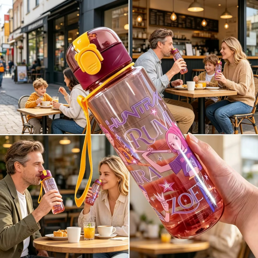 Hasbro Wasserflasche mit Cartoon-Motiv Hübsches Mädchen in Grün, 700 ml mit Trageband - Bild 3
