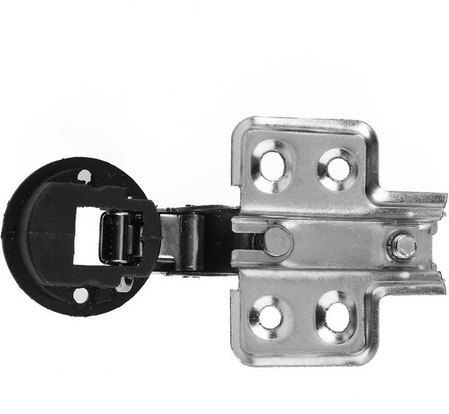 Mini-Glasscharnier mit dämpfendem hydraulischem Puffer aus Metall und Kunststoff in Silber/Chrome für Küchenschränke und Glasschränke - Bild 1