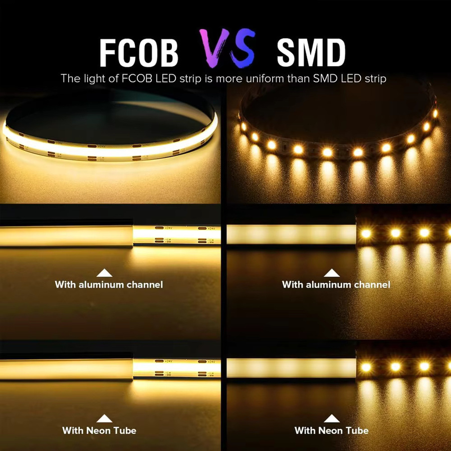 Tuya Zigbee 3.0 COB CCT LED-Streifen, dimmbar, 608 LEDs/m, Weiß, kompatibel mit Alexa und Google Assistant - Bild 2