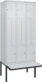 C+P Z-Spind Classic PLUS Sitzbank mit 6 Fächern, Grau, B/T/H: 212 x 90 x 81,5 cm - Bild 1