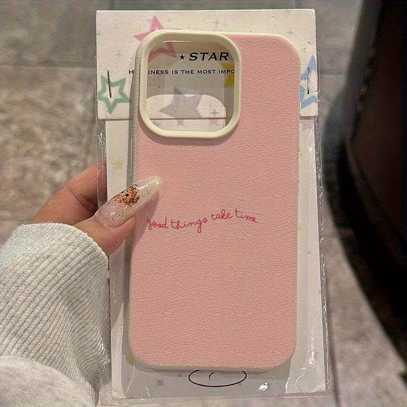 Schutzhülle aus TPU mit englischem Muster für Apple iPhone 11 bis iPhone 17 Pro Max Serie in Rosa und Beige - Bild 2