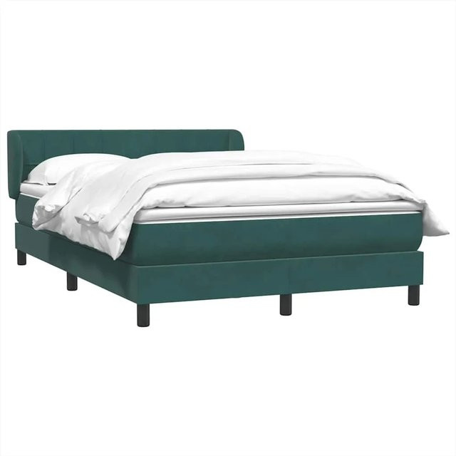 vidaXL Boxspringbett mit Matratze in Grün aus Samt, Hybrid-Bett mit Taschenfederkern, B/T: 160 x 220 cm - Bild 1