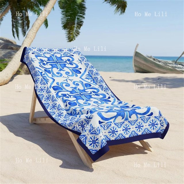Schnelltrocknendes Handtuch Ka Chen Muxi mit blau-weißem spanischem Fliesen-Design, Breite: 30 cm, Höhe: 60 cm - Bild 1