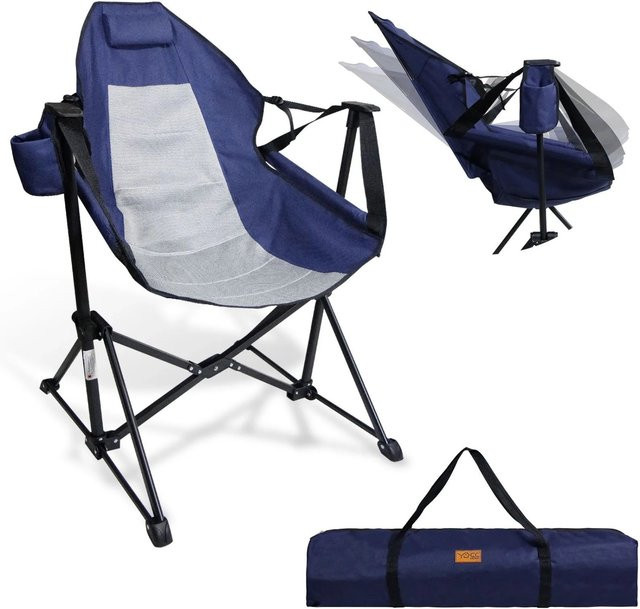 CCLIFE Campingstuhl Klappstuhl Outdoor faltbar in Blau mit Getränkehalter und UV-beständigem Polyesterstoff (Belastbarkeit bis 100 kg) - Bild 1
