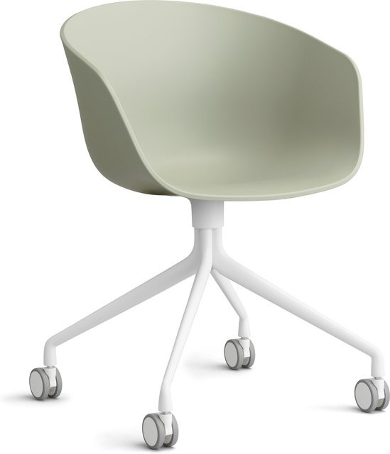 HAY About A Chair AAC 24 Schwenkbarer Stuhl mit Armlehnen und Rollen in Grün mit Stahlgestell - Bild 1