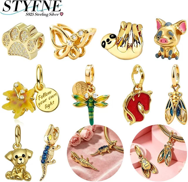 STYFNE Charms 925 Silber, Gold, Tierpfoten-Abdruck, Unisex - Bild 1