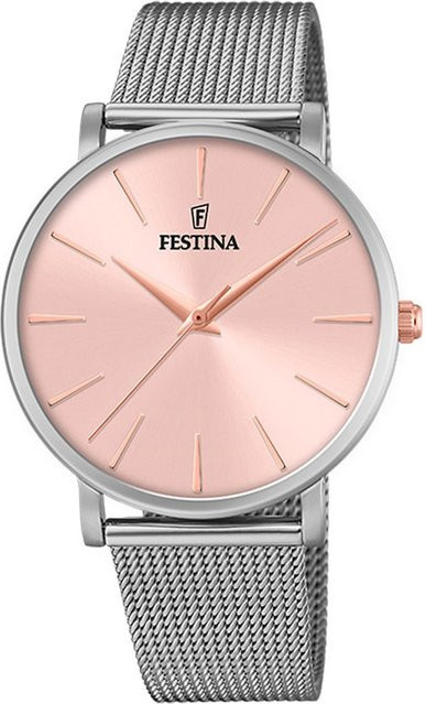 Festina Damenuhr, Quarz, Edelstahl, Pink, 38 mm - Bild 1