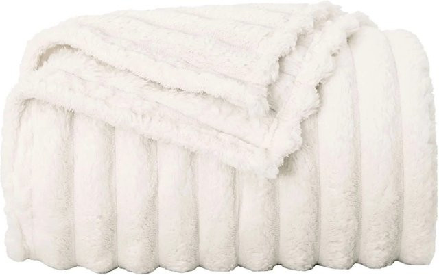 vidaXL Fleece-Überwurfdecke in Creme, Fluffy Design, B/T: 150 x 130 cm - Bild 1