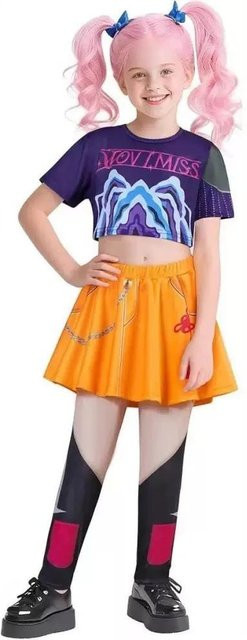 Kinder Mira Rumi Zoey Bühnenoutfits Cosplay, Mädchenuniform, Schwarz, Orange, 160cm - Bild 1