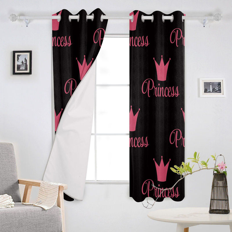 Super Six Dekorationsvorhang Krone Prinzessin in Rosa, Braun und Beige, halbtransparent, Breite: 135 cm, Höhe: 60 cm - Bild 2