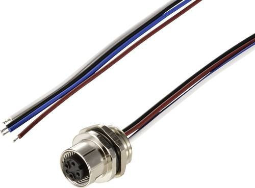 TRU COMPONENTS TC-12833216 Sensor/Aktor Einbaubuchse M12 mit 4 Polen und 0,5m Kabel in Silber - Bild 1