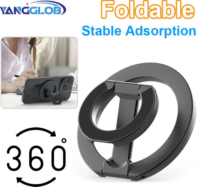 MagSafe Doppelseitiger Magnetischer Ring Telefonhalter Tragbare Faltbare Handyhalterung und Grip für Auto und Alltag in Schwarz oder Weiß - Bild 1