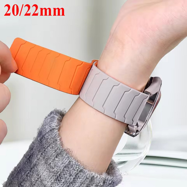 FancyWrist Uhrenarmband Silikon, Magnetband, 22 mm, 20 mm, Schwarz, Unisex - Bild 1