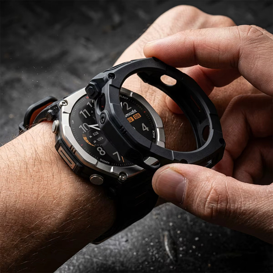 CAOWTAN Uhrenzubehör Armor Hollow Case für Huami Amazfit T-rex Ultra 2, TPU, Schwarz - Bild 3