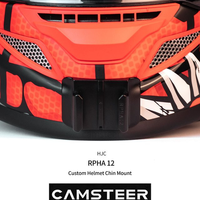 CAMSTEER Kinnhalterung aus Aluminiumlegierung für HJC RPHA12 Helm, kompatibel mit GoPro 13 12 11, Insta360 X5 X4, AcePro 2, Go3s und DJI Action 5Pro 4, Schwarz - Bild 1