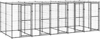 VidaXL Outdoor-Hundezwinger aus Stahl mit Dach in Schwarz, B: 5,5 m, T: 2,2 m, H: 1,8 m - Bild 1