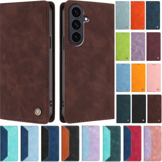 Samsung Galaxy S25 FE SM-S731B Macaron Magnetische Ledertasche Wallet Cover in Bunt - Bild 1