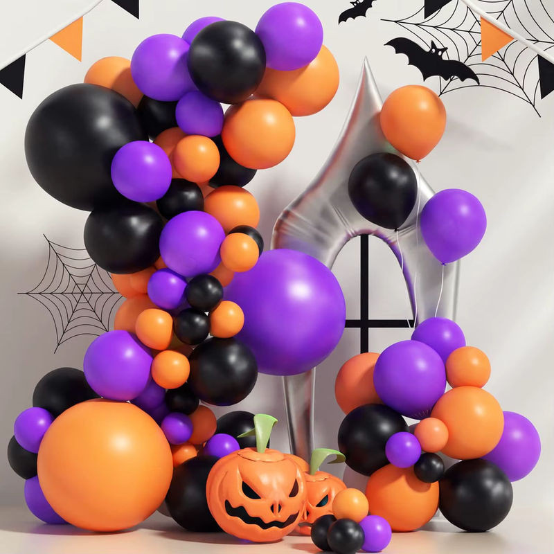 100-teiliges rundes Latex-Ballon-Set in Mehrfarbig und Schwarz für Geburtstag, Hochzeit oder Halloween - Bild 1