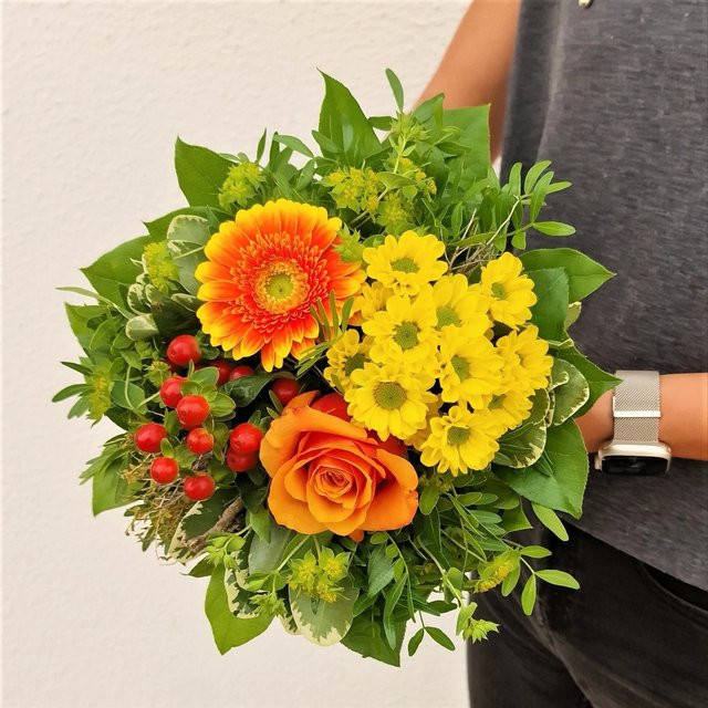 Blumenstrauß Ganz unverblümt kleiner Mix Mehrfarbig Germini Rose - Bild 1