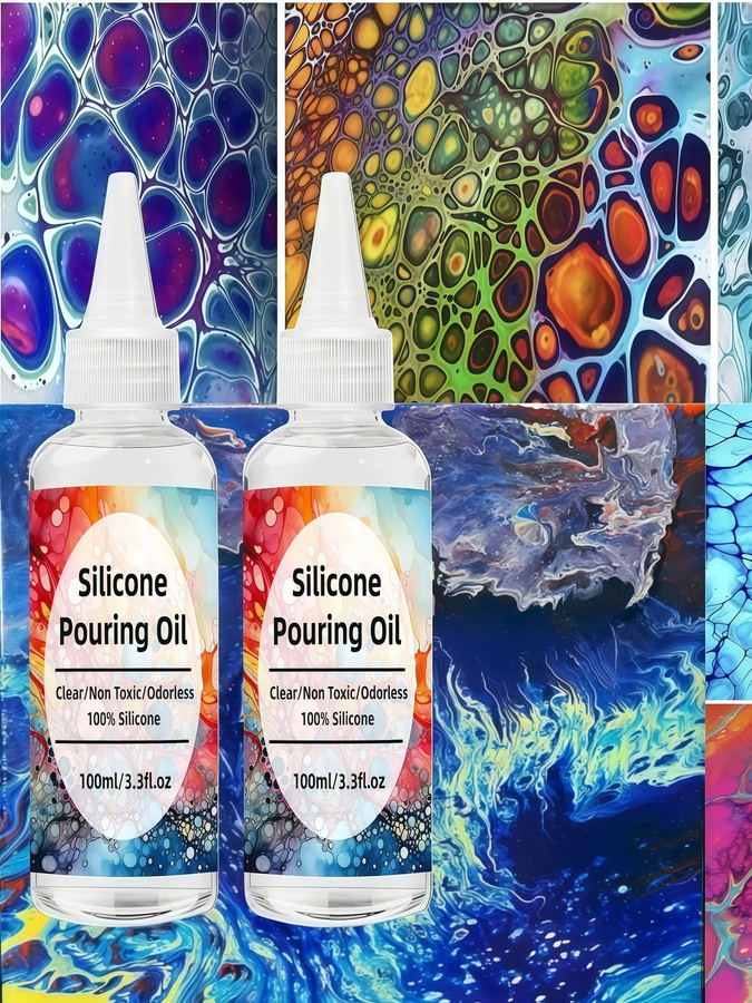Transparentes Silikon-Ausgießöl als Zellaktivator für Acryl- und Aquarellfarben - Bild 6