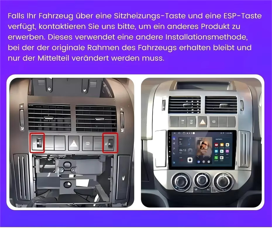 ESSGOO Android 15 Autoradio mit 9 Zoll Touchscreen für VW Polo 9N 2001-2009, Wireless CarPlay, Android Auto, GPS, WiFi, Bluetooth und Lenkradsteuerung - Bild 4