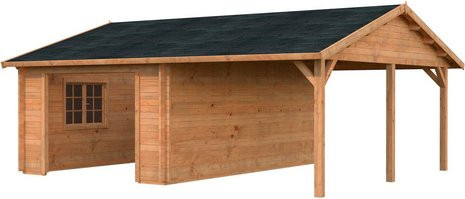Palmako Garage Roger aus Fichtenholz mit Satteldach, Hellbraun, B/T/H: 653 x 550 x 240 cm - Bild 2