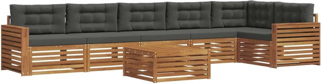 vidaXL Outdoor-Sofagarnitur 7-teilig aus Akazienholz mit Kissen in Anthrazit und Natur - Bild 1