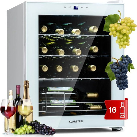 Klarstein Shiraz 16 Quartz Weinkühlschrank Weiß mit Glasfront und Touch-Bedienfeld, 42 l