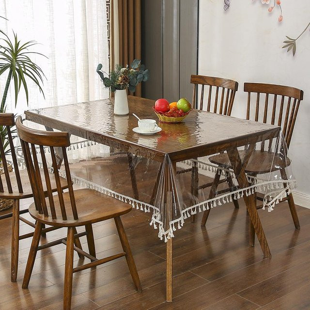 Transparente PVC-Tischdecke von JMG Household Supplies mit Spitzenrand, wasserabweisend und ölbeständig, B/T: 120 x 170 cm - Bild 1