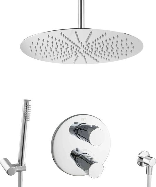 PaulGurkes Unterputz Duschsystem XXL mit Thermostat, Regendusche und Handbrause, Chrom - Bild 1