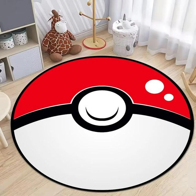 Runder Teppich mit Pokeball Muster von Karpetti in Multicolour, Durchmesser: 60 cm - Bild 1