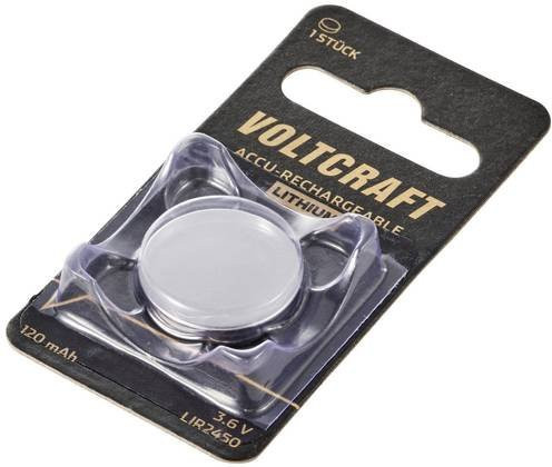 Voltcraft LIR2450 Lithium-Knopfzellen-Akku, 3,6V, 120 mAh, Silber - Bild 1