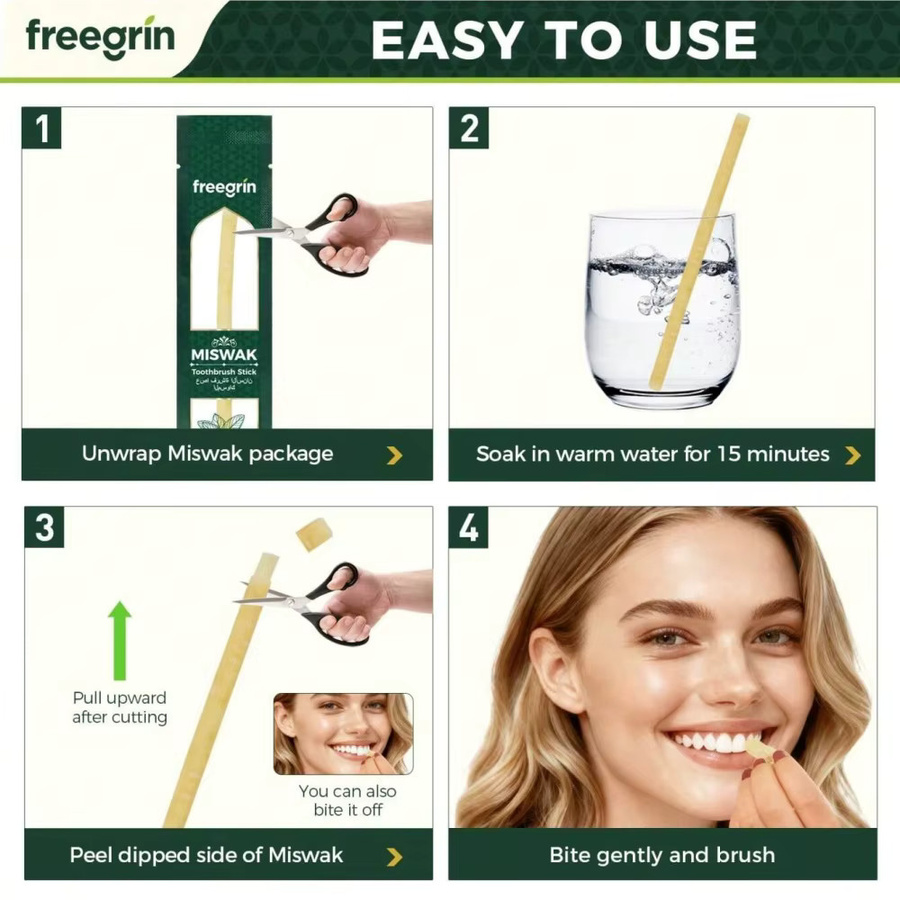 FREEGRIN Natur-Miswak-Zahnbürstenstäbchen mit Minzgeschmack, Unisex - Bild 4