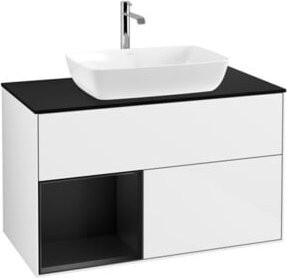 V&B Waschtischunterschrank Finion 100 in Blau und Weiß lackiert, Breite: 100 cm, Tiefe: 50,1 cm, Höhe: 50,1 cm - Bild 1