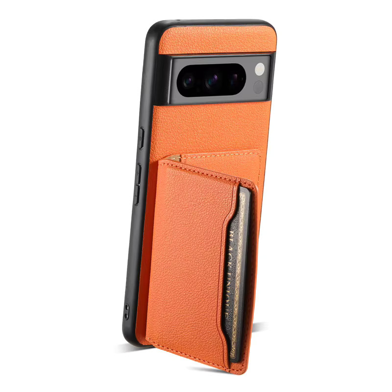 EUCAGR Multifunktionale Leder-Magnet-Brieftasche als Handyhülle für Google Pixel 10, 9, 8, 7, 6 Pro sowie 9A, 8A, 7A, 6A mit Kartensteckplatz in Grün und Orange - Bild 4