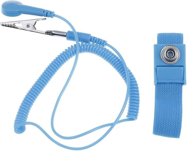 VIBRATITE Antistatisches ESD-Armband in Blau mit Clip und Entladungskabel für Elektronik-Reparaturarbeiten - Bild 1