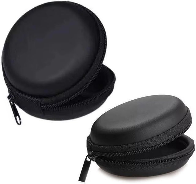SEamopar Bluetooth-Kopfhörer-Etui in Schwarz, runde Harttasche mit Reißverschluss als stoßfeste Aufbewahrungstasche für dein Headset und Zubehör - Bild 1