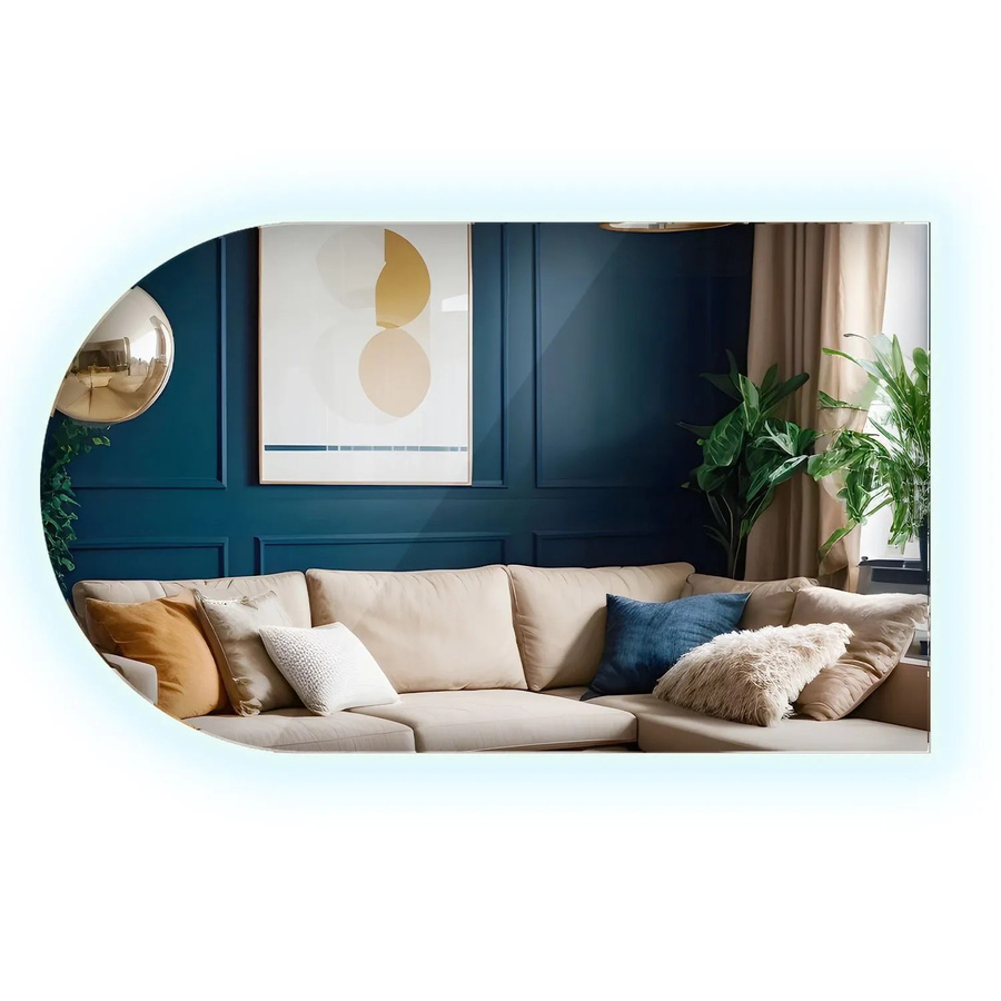 Wallfluent Ovaler Spiegel mit LED-Beleuchtung für Bad und Schminkbereich, Breite: 58 cm, Höhe: 100 cm - Bild 1
