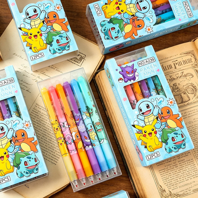 Bandai Pokemon abwischbare Neutralstifte mit blauer Tinte und 0,5 mm Spitze in verschiedenen Designs - Bild 1