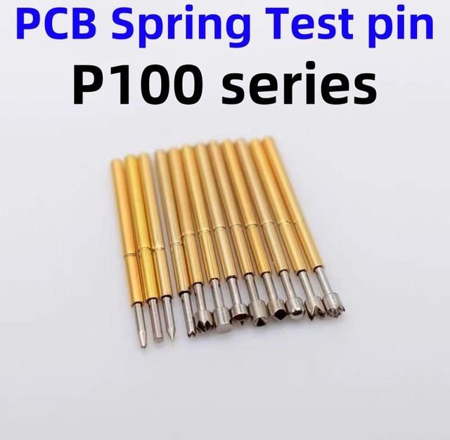 AOSHANG P100 Serie Pogo Pin Testsonde aus vernickeltem Messing für die elektrische PCB-Erkennung, Farbe: Silber/Gold - Bild 1