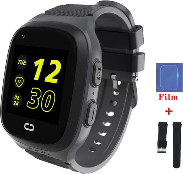 TPFNet Smartwatch für Kinder mit IP67 Wasserschutz, Silikon Armband, GPS, Herzfrequenzmessung und Telefonfunktion, kompatibel mit Android und iOS, Schwarz - Bild 1