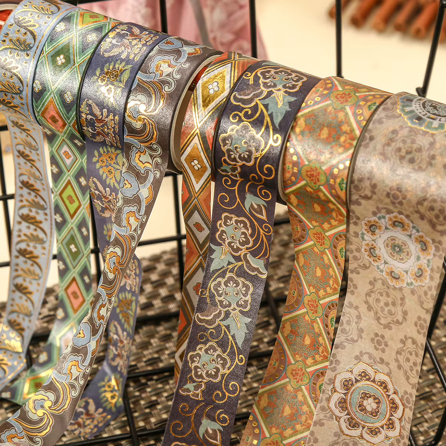 20 Rollen Vintage Washi Tape Set Dunhuang-Thema mit Goldprägung in Gold und Multicolour für DIY Scrapbooking und Fotoalbum-Dekoration - Bild 5
