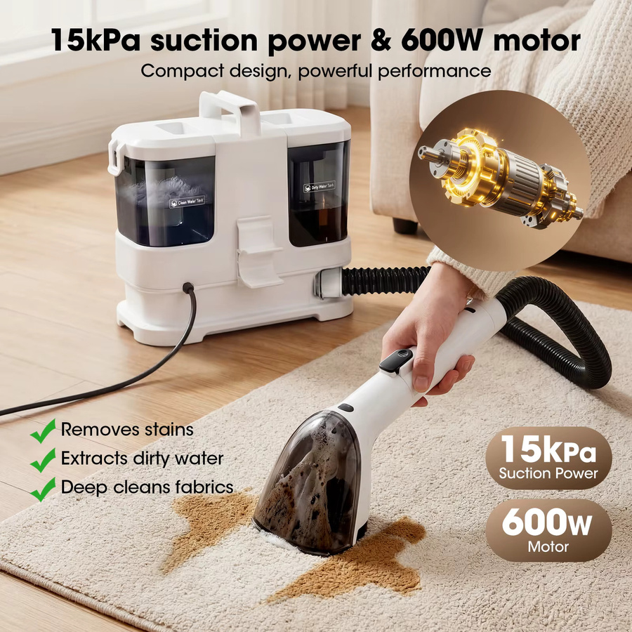 Lubluelu V2 Tragbarer Teppichreiniger und Polsterreiniger 600W in Schwarz oder Weiß - Bild 3