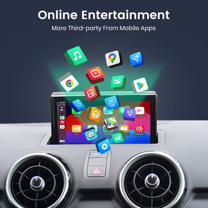 Junsun CarPlay und Android Auto Decoder für Audi A1 und Q3 (2012-2018) mit RMC H+NR System, Bluetooth, AirPlay und MirrorLink in Schwarz - Bild 4