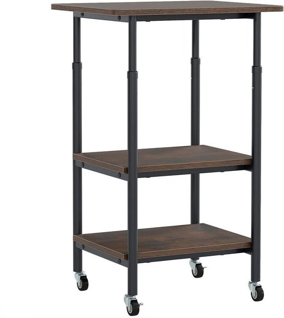 Costway 3-Stufiger Druckerständer Höhenverstellbar in Braun aus Holz und Metall - Bild 1